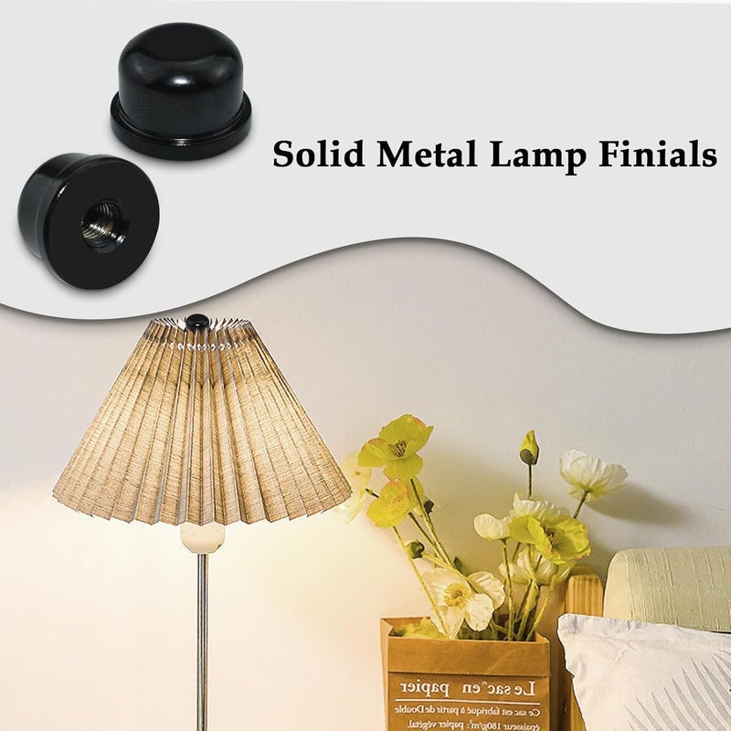 MARRTEUM 1/2 Inch Tall Lamp Finial Tapped 1/4-27 Knob Lamp Accessories for Lamp Shade Holder Harp Tops, Black, 2PCS - Image 4